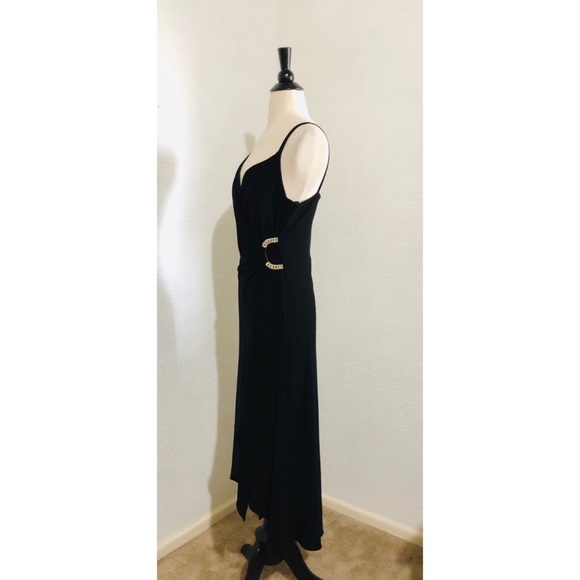 Onyx Nite Cocktail Midi High Low Faux Wrap Dres 6 - Picture 3 of 8